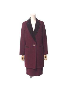 Christian Dior Vintage Skirt Suit Size 9 Long Velour Velvet Jacket 1 B Midi
